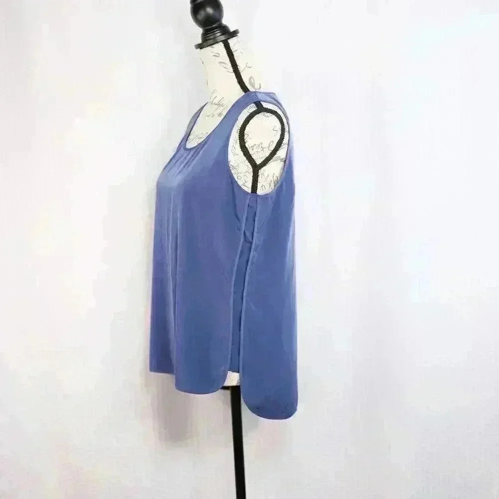 Chicos Sleeveless Blouse Tank Size 1 Blue High Low Hem Womens - Picture 4 of 10